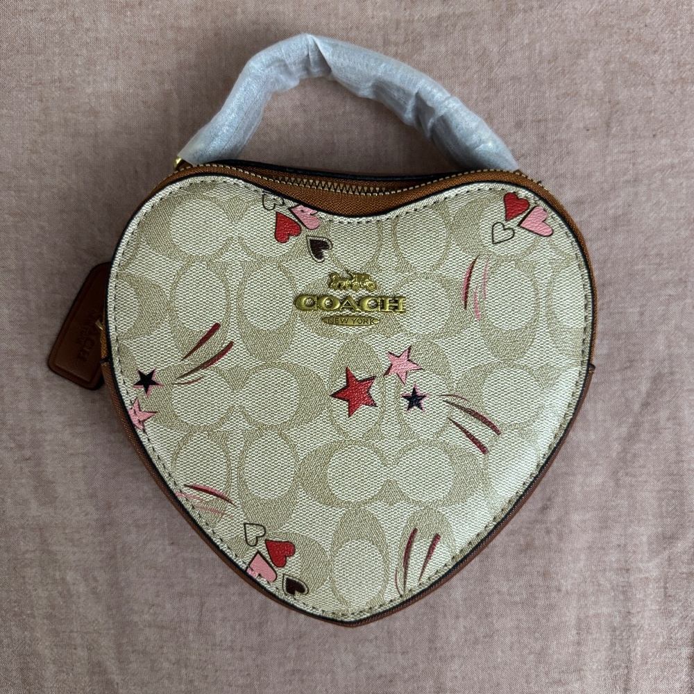 Coach CK523 Heart Crossbody In Signature Canvas With Heart And Star Print